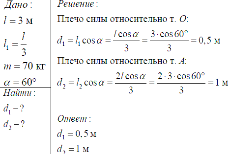 По деревянной лестнице длиной 3 м поднимается человек массой 70 кг определите плечо силы